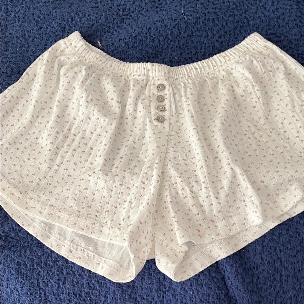 POL Cream Lounge Boxer Shorts with Floral Pattern Size Small NWOT
